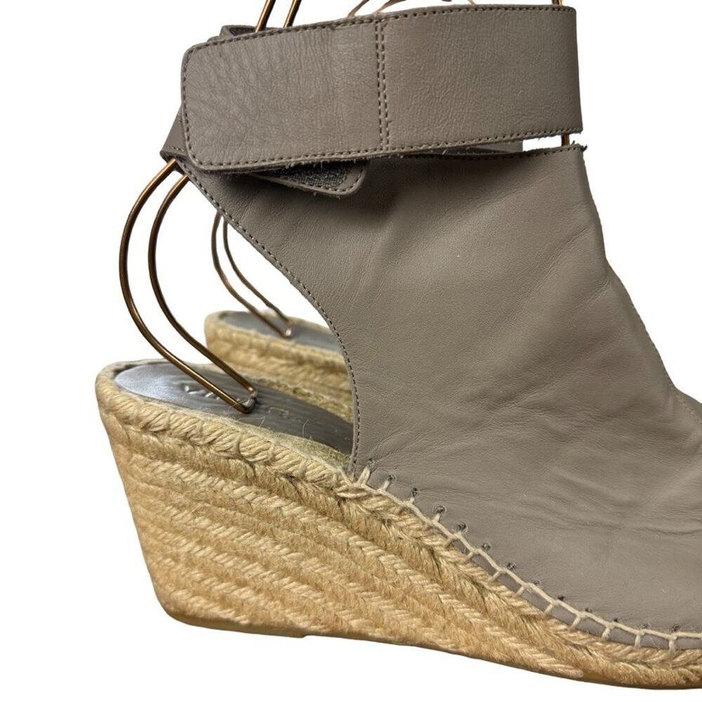 Vince Espadrille Wedge Leather Gray Ankle Strap Sandals Shoes Boho Resort sz 10 - Picture 12 of 16